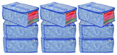 Kuber Industries Metalic LaHariya Print 12 Piece Non Woven Fabric Saree Cover Set with Transparent Window, Extra Large (Blue)